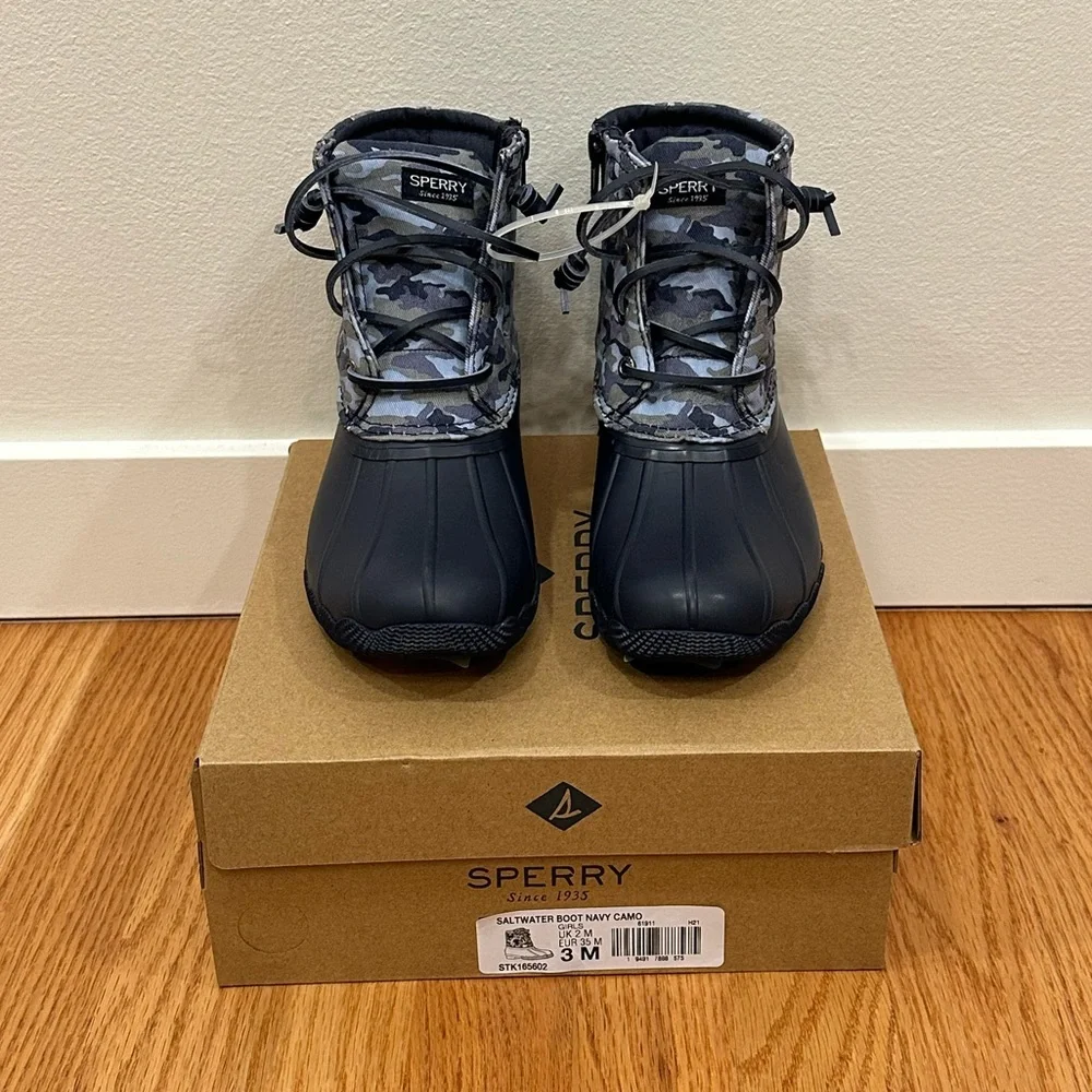 NIB Sperry Saltwater Water Resistant Camo Duck Boot, Little Kid 3 - Picture 1 of 8